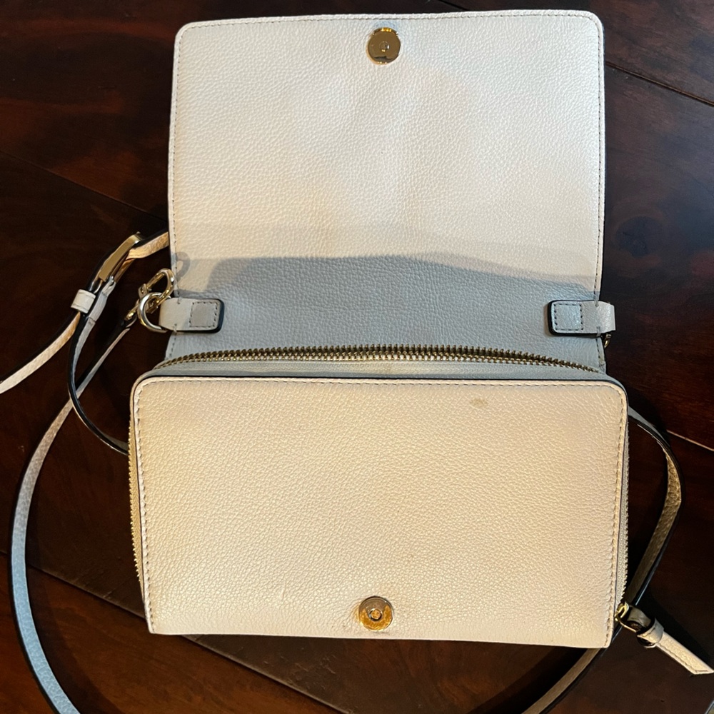 Tory Burch Harper Leather Crossbody Wallet, Ivory - Picture 5 of 7